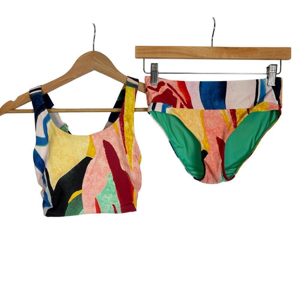 Calia High Waisted Wide Banded And Strappy Back Full Support Swimsuit Sz: Xs/Xxs